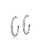18k Cable & Diamond Pave Hoop Earrings