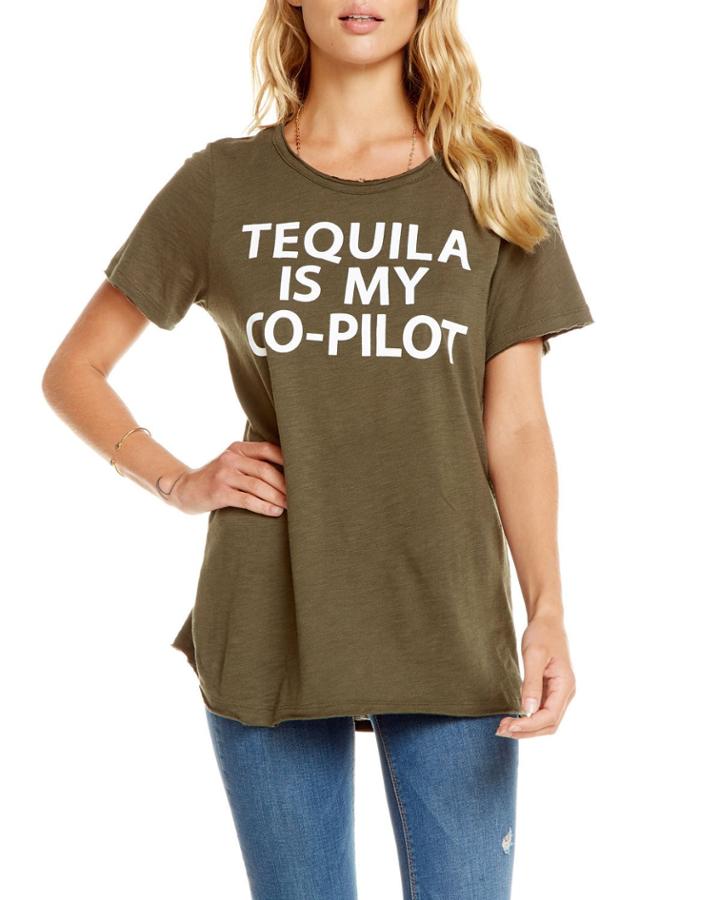 Tequila Is My Co-pilot Distressed Tee