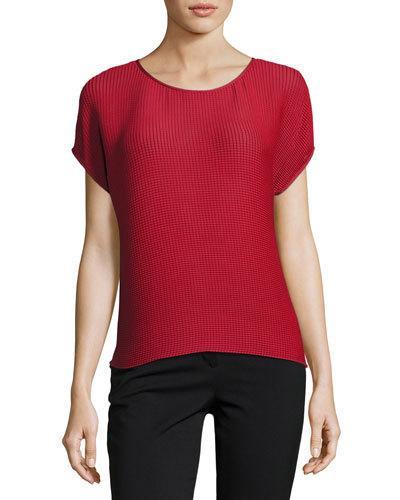 Nadette Waffle-knit Blouse, Red