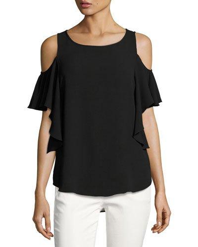 Cold-shoulder Crepe Blouse
