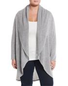 Cashmere Open-front Cardigan, Heather Gray,