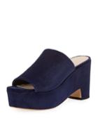 Amara Velvet Platform Slide Sandal, Eclipse