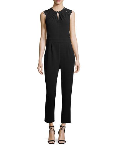 Lace-back Crepe Jumpsuit