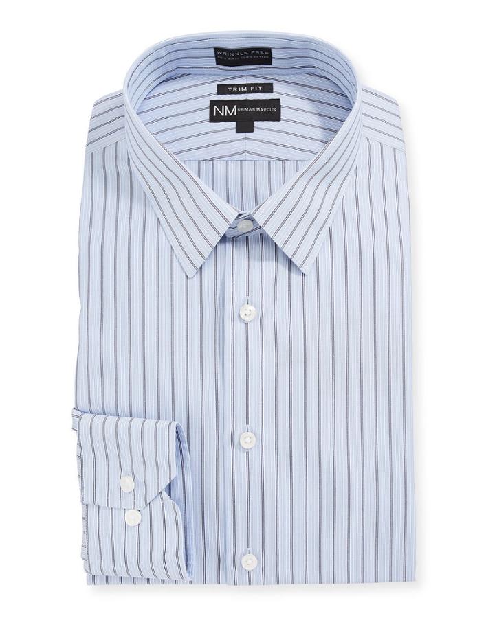Men's Trim-fit Non-iron Striped Dress