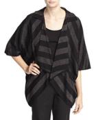 Metallic-stripe 3/4-sleeve Jacket, Black