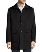 Button-front Cashmere Topcoat, Black