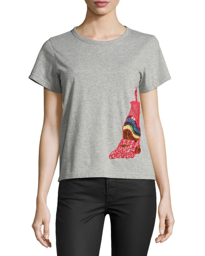 Vacuum-embroidered Classic Tee, Gray