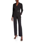 Long-sleeve Belted Jumpsuit