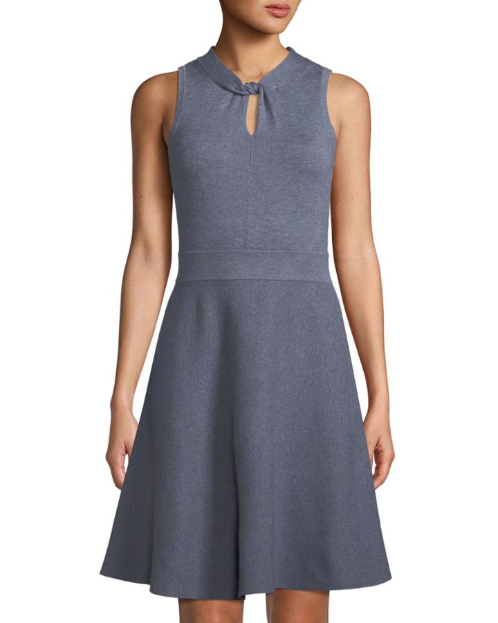 Twist-neck Fit-&-flare Dress
