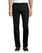 Flap-pocket Straight-leg Trouser Pants, Black
