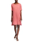 Elbow-sleeve High-low Jersey Dress