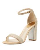 Crystal-trim Satin Block-heel