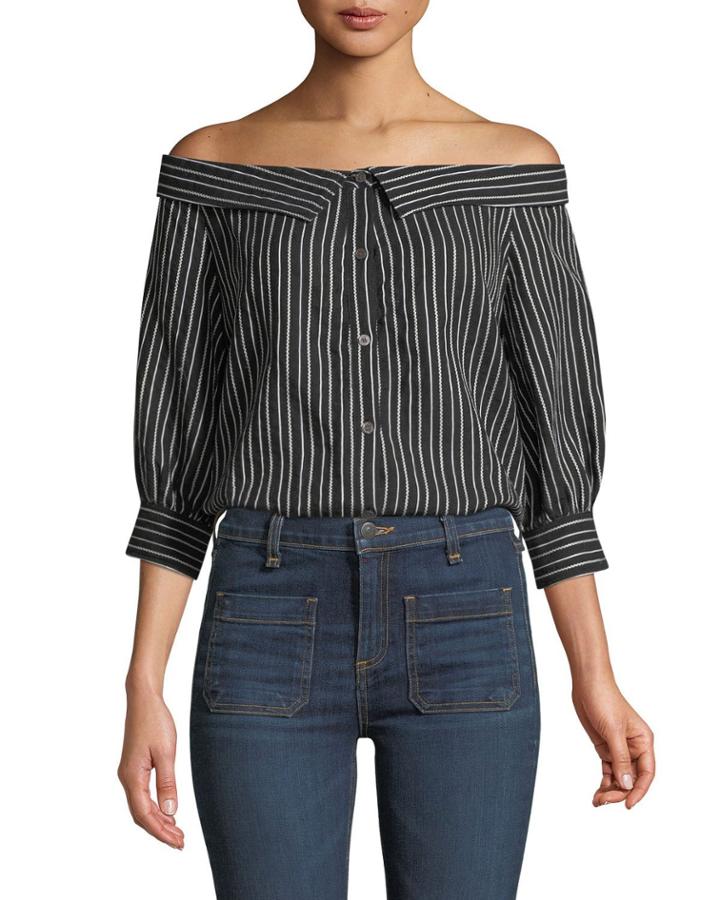 Britta Off-the-shoulder Button-front