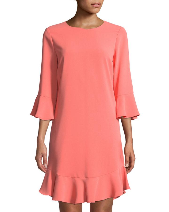 3/4-sleeve Ruffle-hem