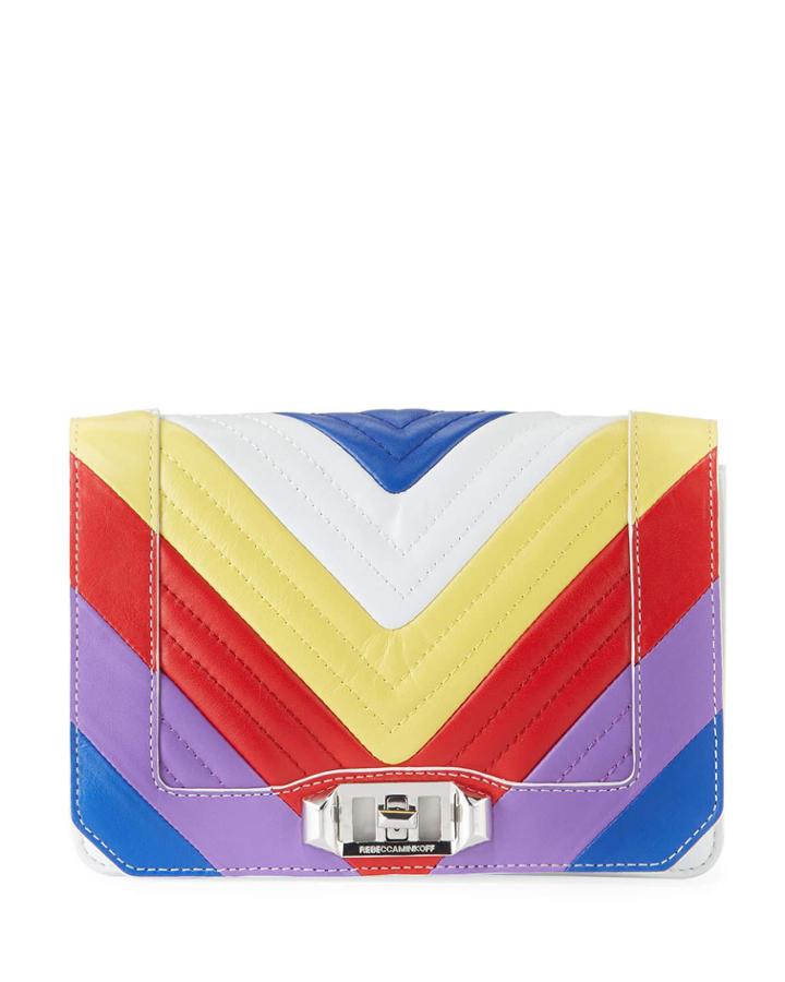 Love Rainbow Chevron Quilted Leather Crossbody Bag