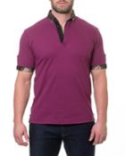 Zodiac Contrast-trim Cotton-pique Polo Shirt, Burgundy