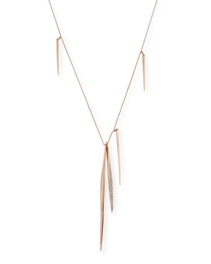 Alexis Bittar Rose Golden Long Spear Necklace, Women's, Crystal
