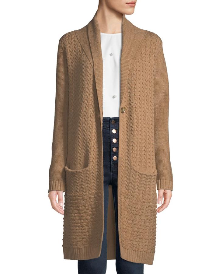 Cashmere Mixed-knit Duster Cardigan