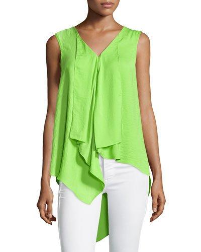 Apron Draped Sleeveless Blouse, Green