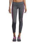 Contrast-panel Cropped Leggings, Gray/pink
