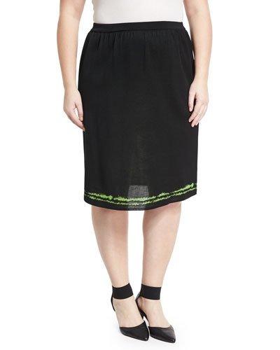 High-waist Stretch Pencil Skirt, Black/green,