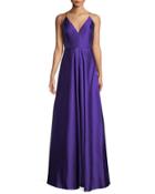 V-neck Sleeveless Mikado Ball Gown