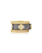 Set Of Three Pave Clover Stackable Rings,