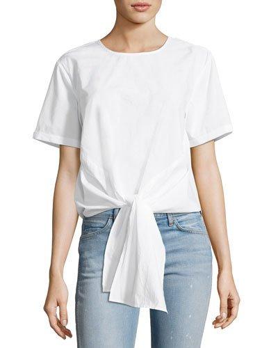 Gertie Button-back Tie-front Poplin