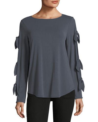 Boat-neck Tie-sleeve Tee