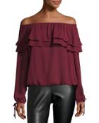 Off-the-shoulder Ruffle Peasant Top,