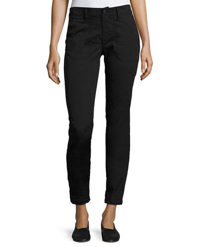 Elastic-hem Patch-front Utility Pants