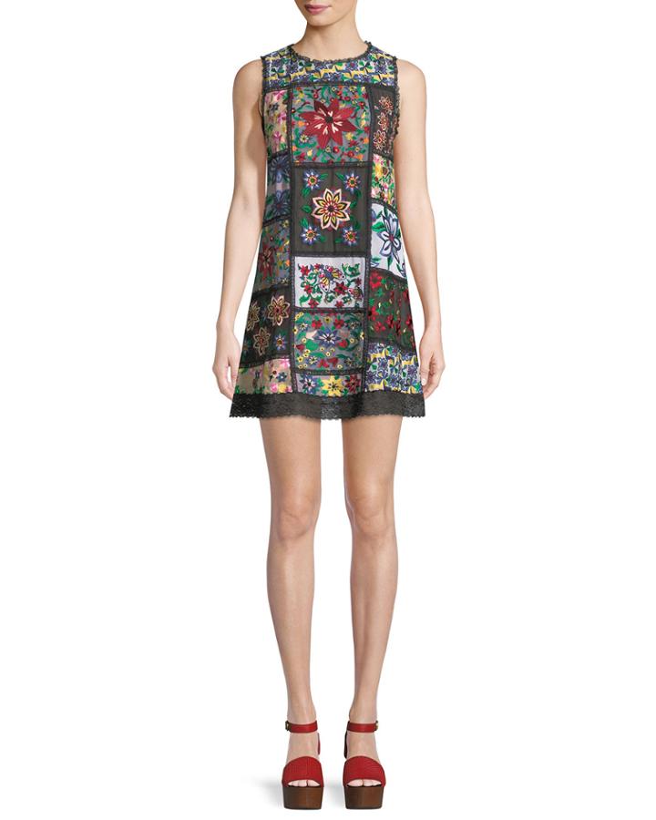 Marcelina Sleeveless Embroidered Tunic Dress