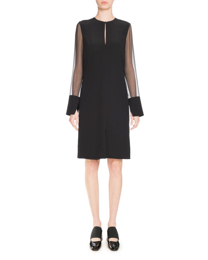 Crepe Dress With Chiffon