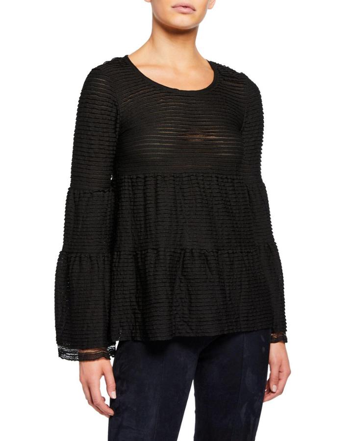 Tiered-ruffles Long-flared