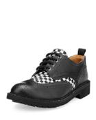 Checkerboard Commando Derby Shoe, Black/white