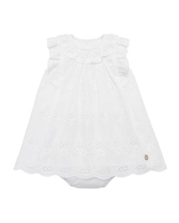 Ruffle-trim Eyelet Dress W/ Bloomers,