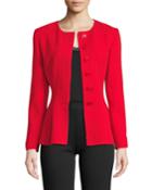 Button-down Wool-blend Peplum Blazer