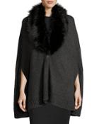 Alex Poncho W/ Removable Faux-fur, Charcoal