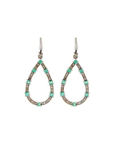 Champagne Diamond & Emerald Teardrop Earrings