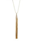 Golden Crystal Tassel Pendant Necklace