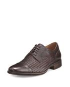 Anzio Woven Leather Oxford, Dark Brown
