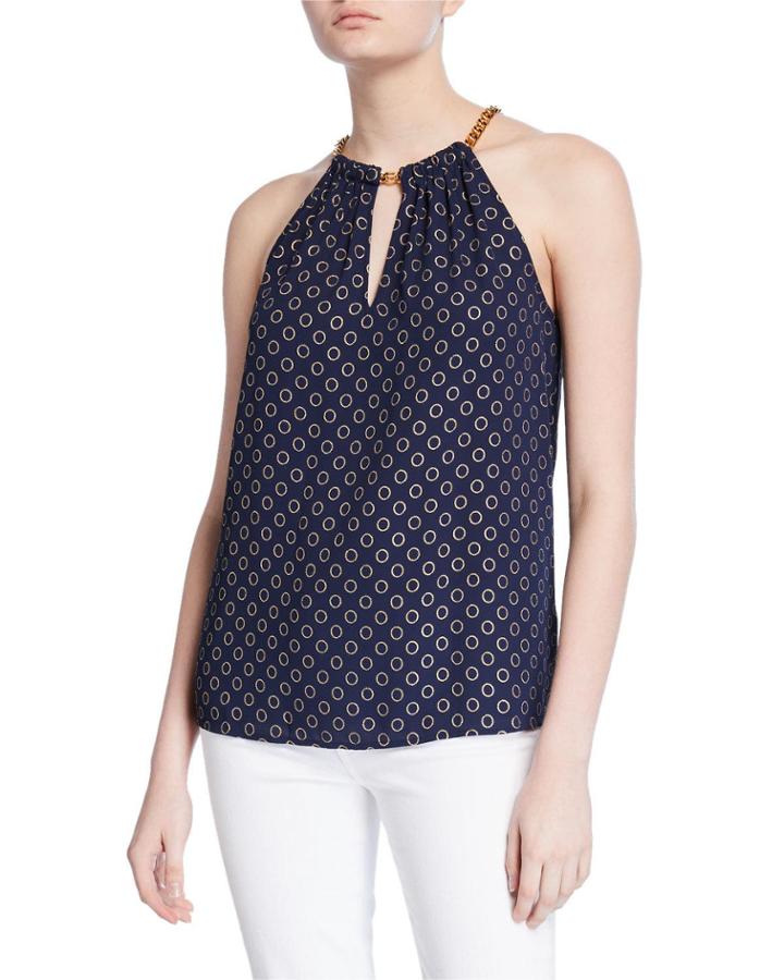 Chain-neck Printed Halter Top