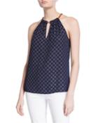 Chain-neck Printed Halter Top