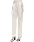 Satin Pleated Wide-leg Pants
