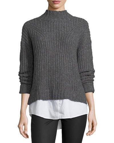 Shirttail-trim Cable-knit