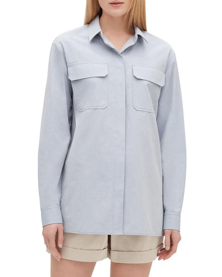 Everson Button-down Sueded Italian Cotton Blouse