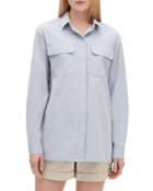 Everson Button-down Sueded Italian Cotton Blouse
