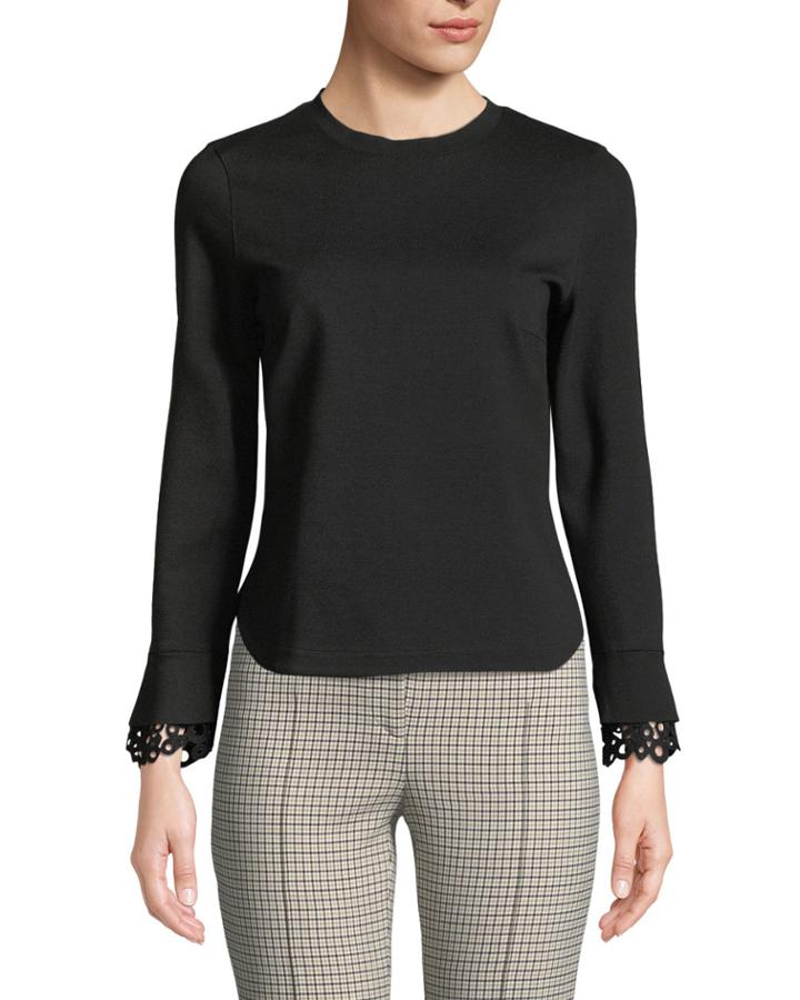 Round-neck Lace-cuff
