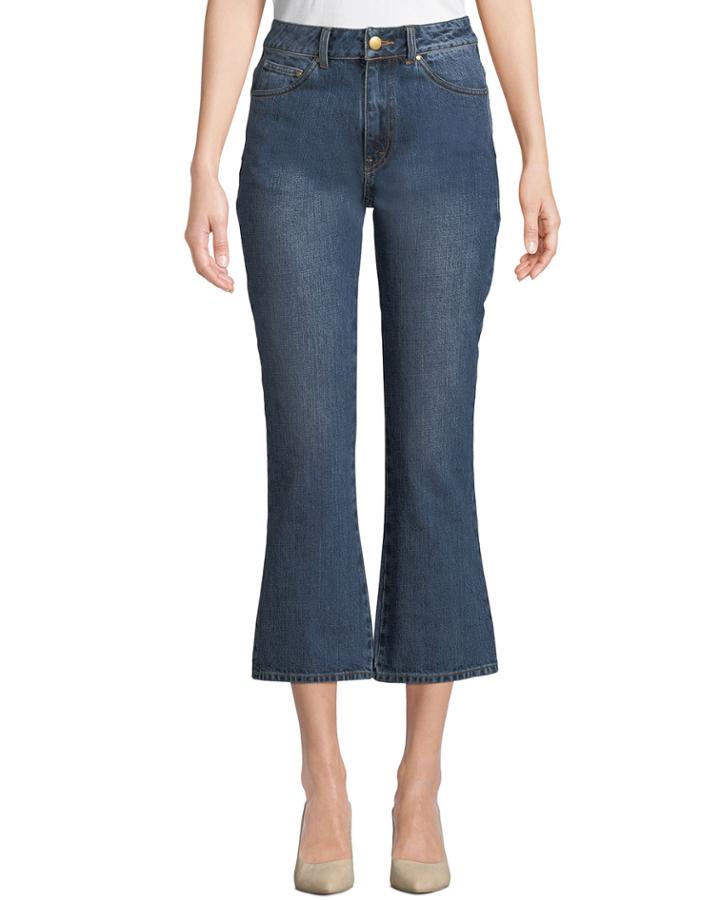 High-rise Five-pocket Flared-leg Cropped Jeans