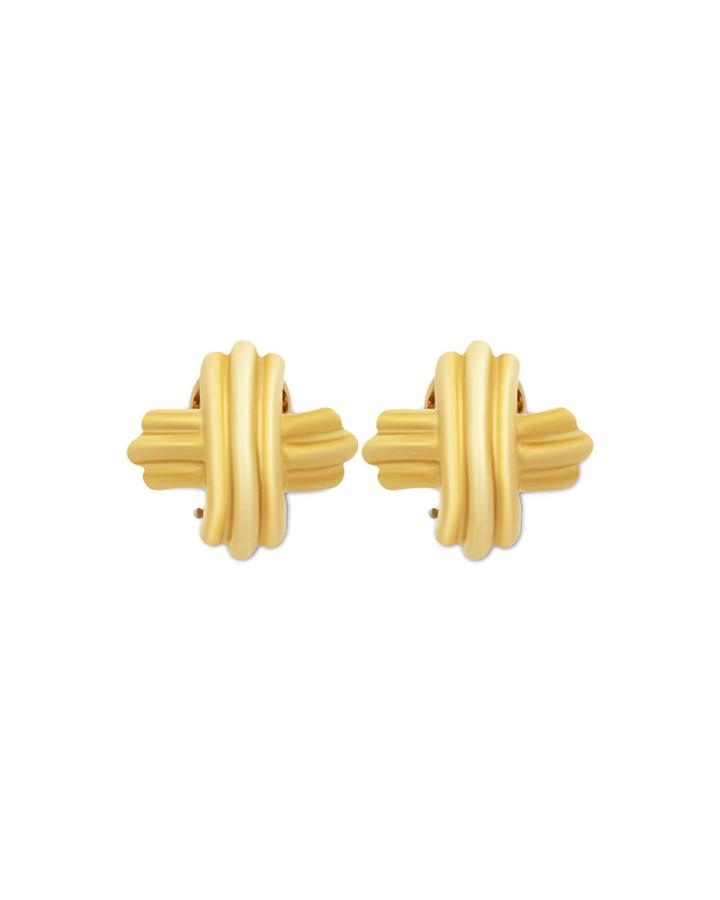 Estate 18k Yellow Gold Signature X Earrings